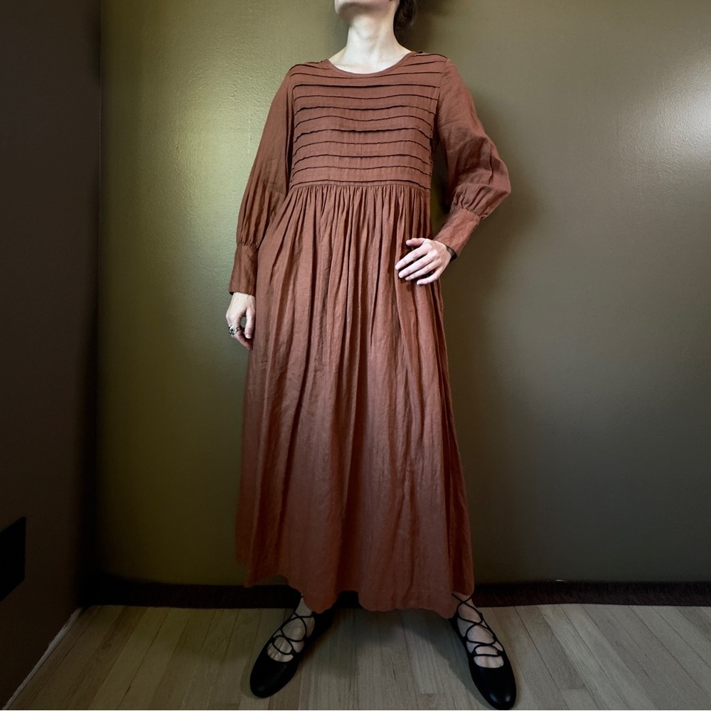 Linennaive Orange (Camel) Color Dress
